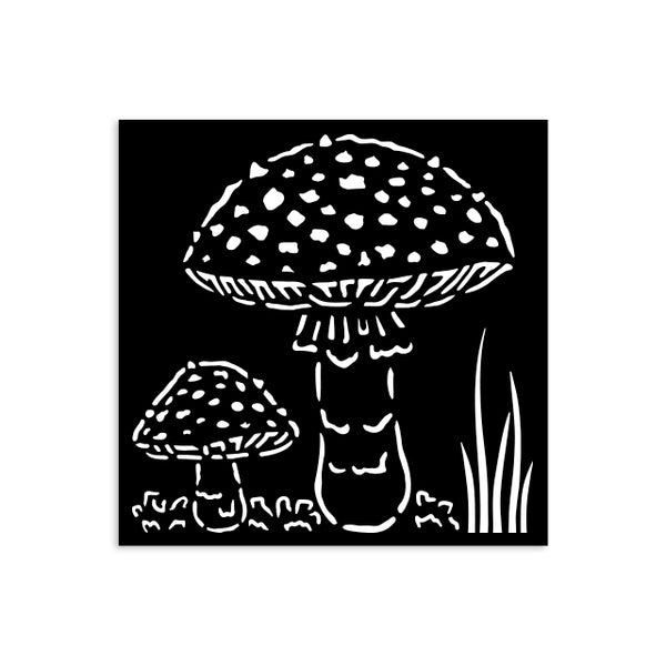 Stamperia WHISPERING WOODS - MUSHROOMS Stencil 12X12 cm #KSTDS59