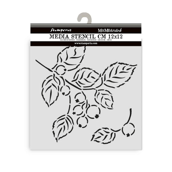 Stamperia WHISPERING WOODS - BERRIES Stencil 12X12 cm #KSTDS60