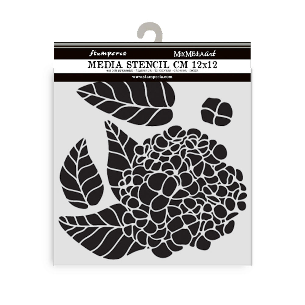 Stamperia media stencil with leaf design on a white background