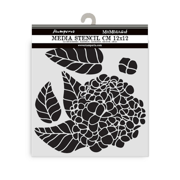 Stamperia media stencil with leaf design on a white background
