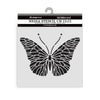 Butterfly stencil with 'Stamperia' branding on a white background