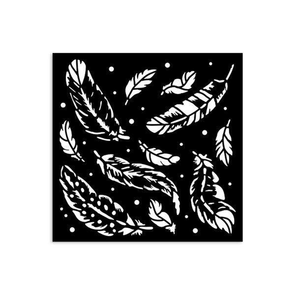Stamperia HERBARIUM SILVAE - FEATHER PATTERN Stencil 12X12 cm #KSTDS67
