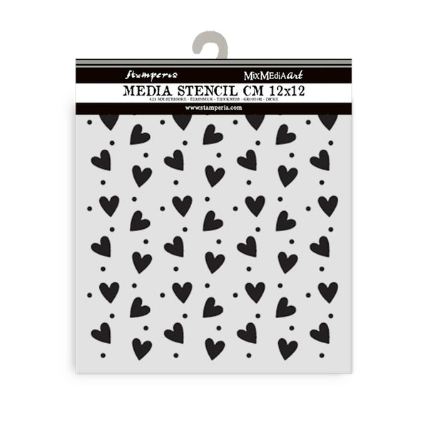 Stamperia FAMILY - HEART TEXTURE Stencil 12X12 cm #KSTDS68