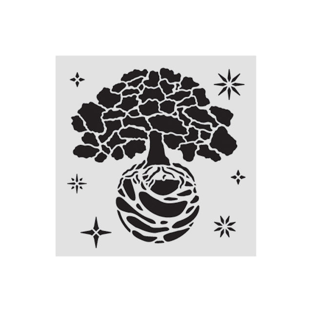 Black tree and nest design on a white background
