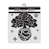 Stamperia Media Stencil with tree and moon design on a white background
