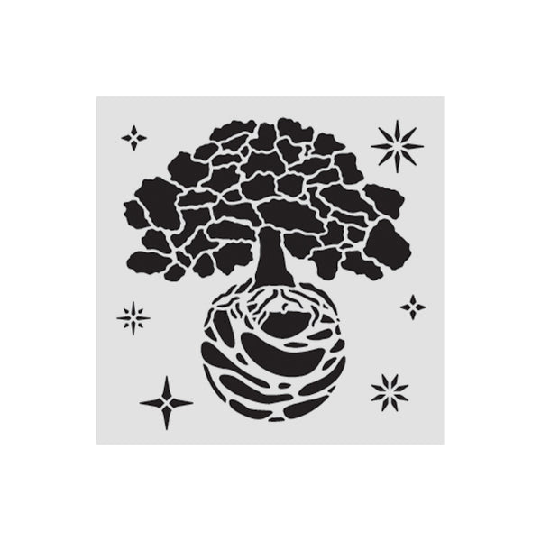 Black tree and nest design on a white background