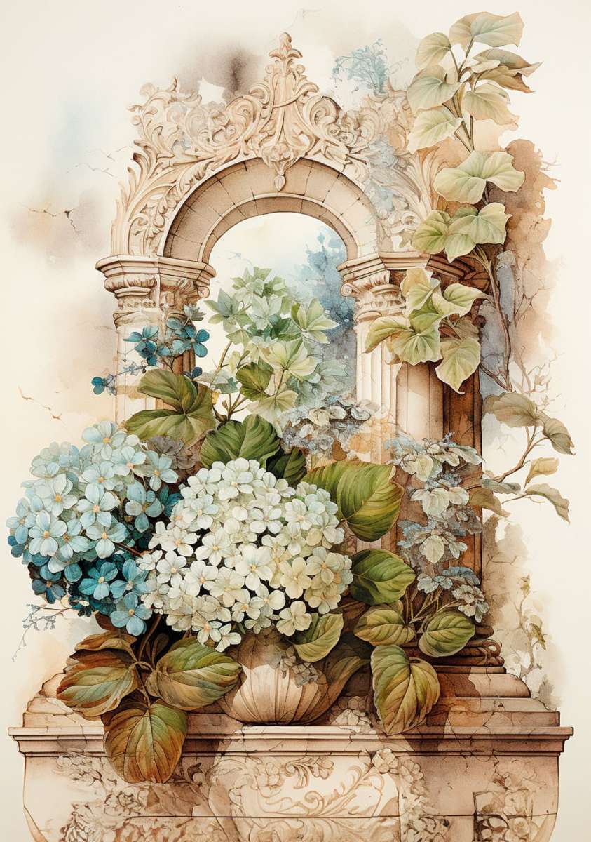 LaBlanche Nostalgia 2 HYDRANGEA ENTRYWAY A4 Decoupage Rice Paper #LBD353