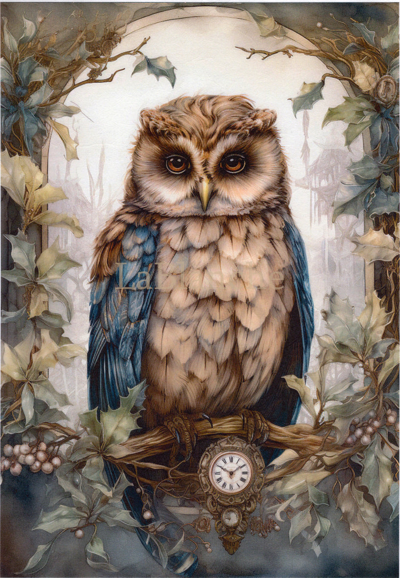 LaBlanche FANTASY MEADOW 1 Owl A4 Decoupage Rice Paper #LBD382