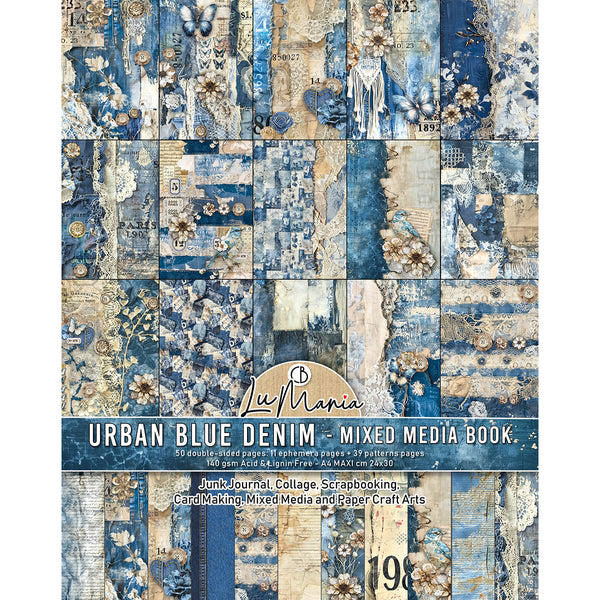 Ciao Bella LuMania URBAN BLUE DENIM Mixed Media Book 50 pgs #MA002