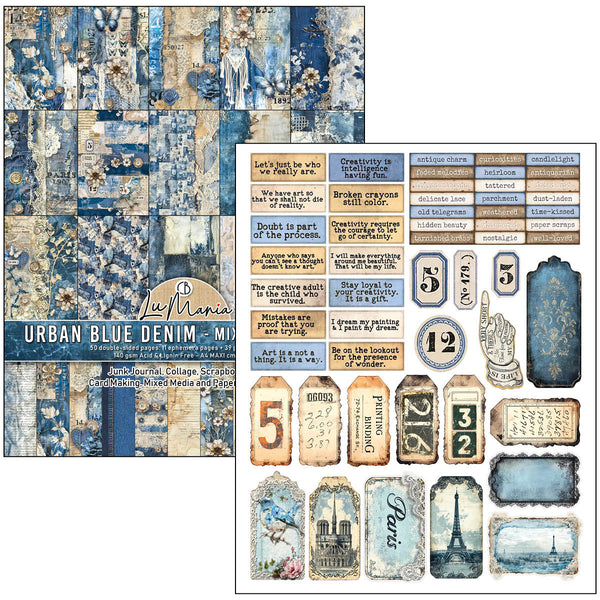 Ciao Bella LuMania URBAN BLUE DENIM Mixed Media Book 50 pgs #MA002