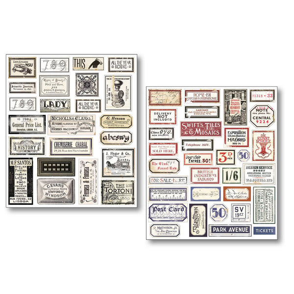 Ciao Bella Lu Mania VINTAGE SCRIPTS Uncut Mixed Media Stickers 10 Sheets #MB003