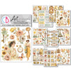 Collection of vintage-themed art stickers with floral and woman illustrations on a white background.