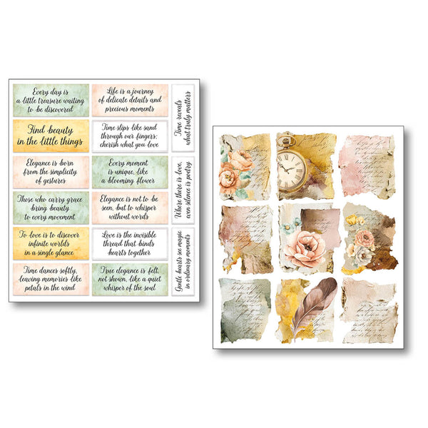 Two artistic prints with inspirational quotes and floral designs on a white background.