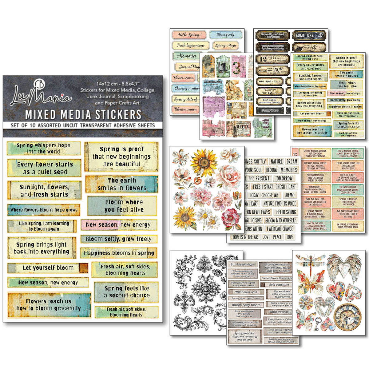 Ciao Bella LuMania The SOUND of SPRING Uncut Mixed Media Stickers 10 Sheets #MB013