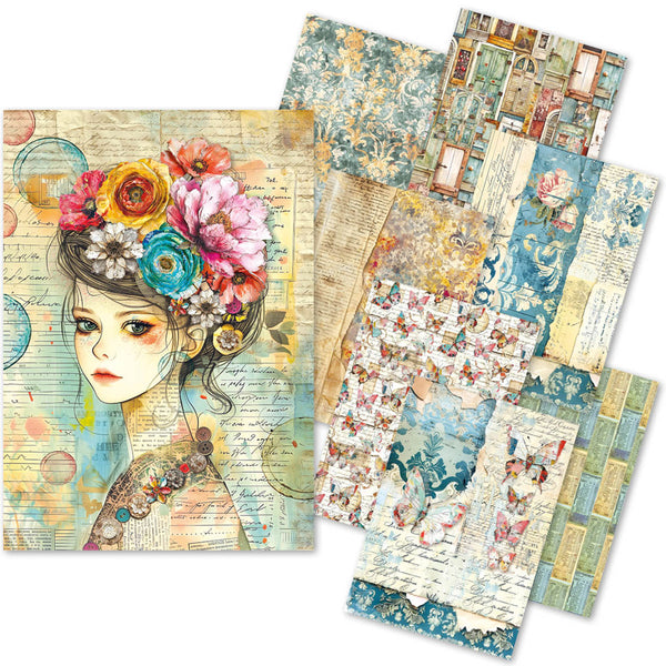 Ciao Bella LuMania CraftMix QUINTESSENTIAL Mixed Media A5 Paper Pack - 8 Sheets Tissue & Vellum #MC003