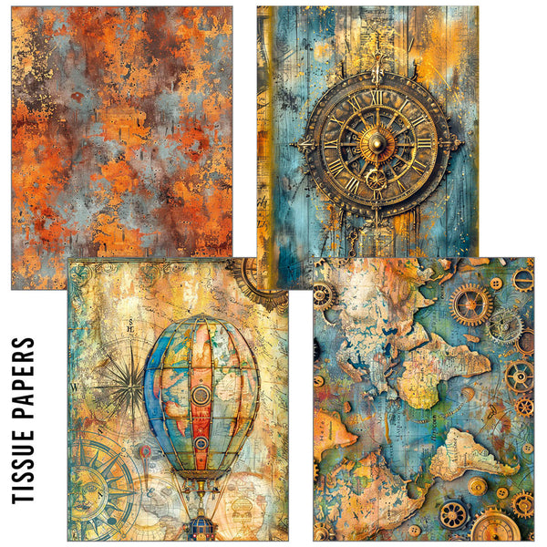 Ciao Bella LuMania CraftMix PAST TIME Mixed Media A5 Paper Pack - 8 Sheets Tissue & Vellum #MC004