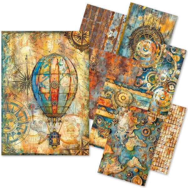 Ciao Bella LuMania CraftMix PAST TIME Mixed Media A5 Paper Pack - 8 Sheets Tissue & Vellum #MC004