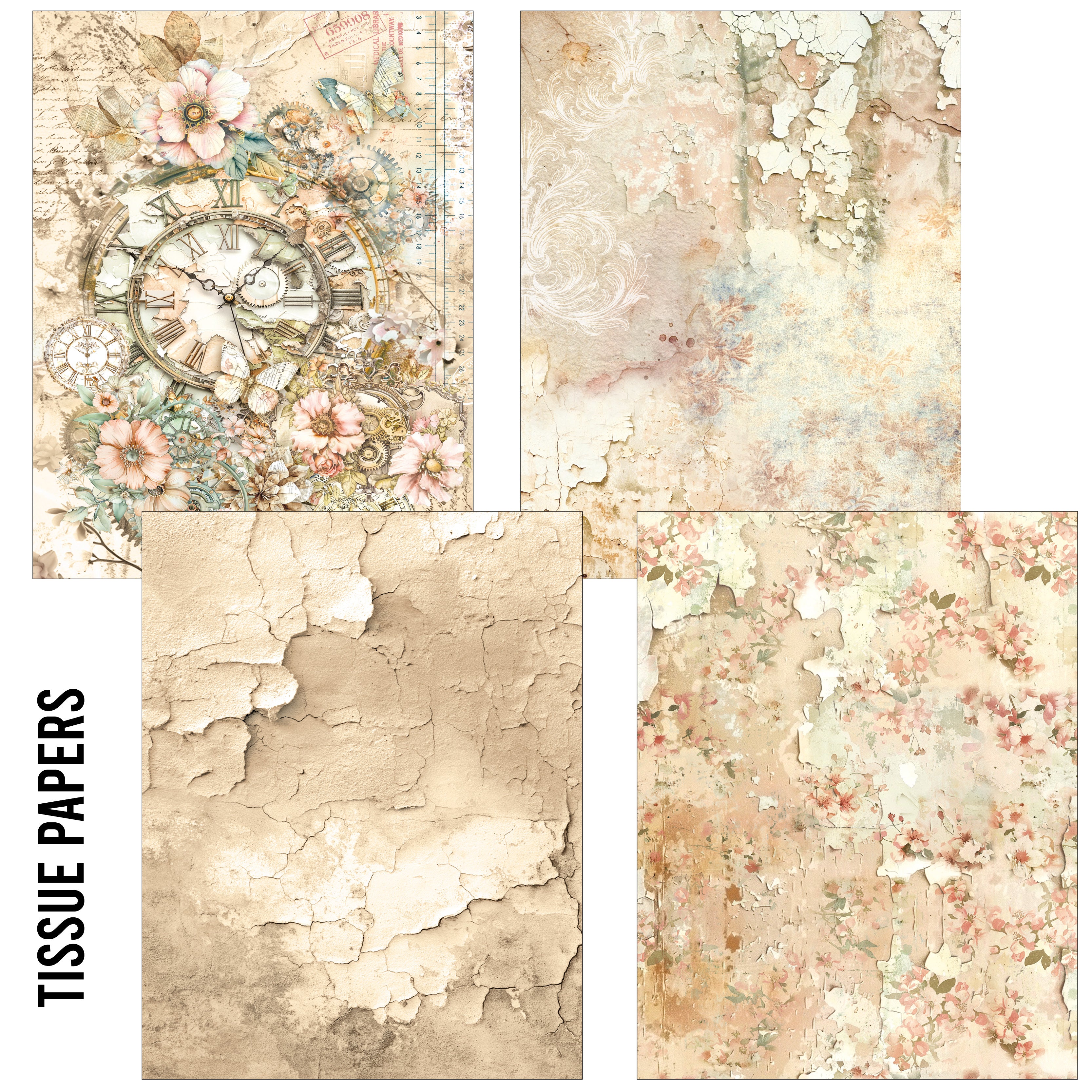 Ciao Bella LuMania CraftMix LOST IN TIME Mixed Media A5 Paper Pack - 8 Sheets Tissue & Vellum #MC007
