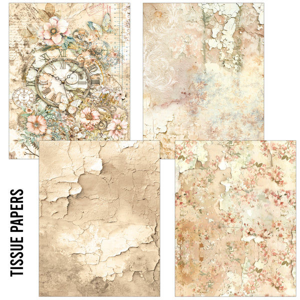 Ciao Bella LuMania CraftMix LOST IN TIME Mixed Media A5 Paper Pack - 8 Sheets Tissue & Vellum #MC007