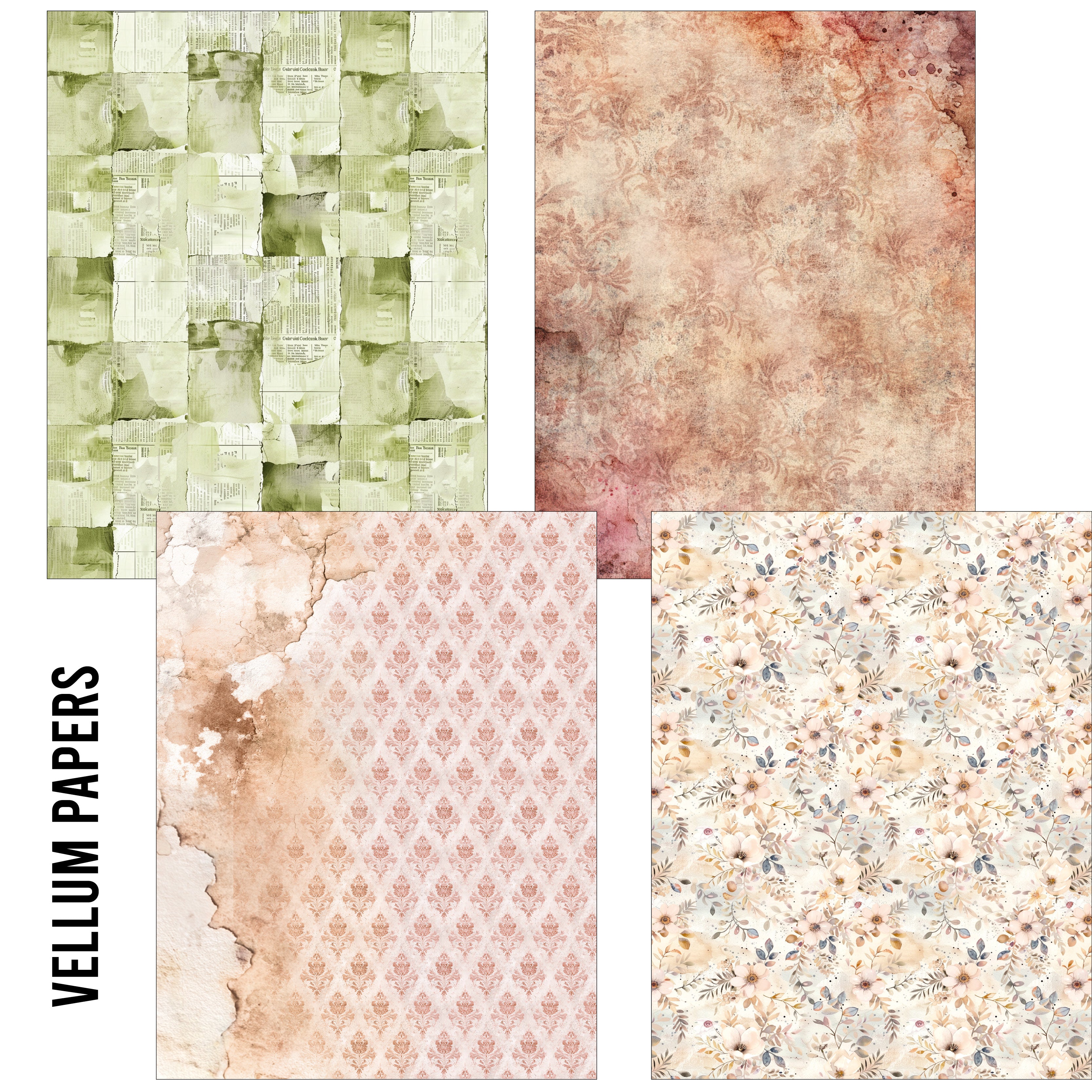 Ciao Bella LuMania CraftMix LOST IN TIME Mixed Media A5 Paper Pack - 8 Sheets Tissue & Vellum #MC007