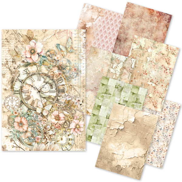 Ciao Bella LuMania CraftMix LOST IN TIME Mixed Media A5 Paper Pack - 8 Sheets Tissue & Vellum #MC007