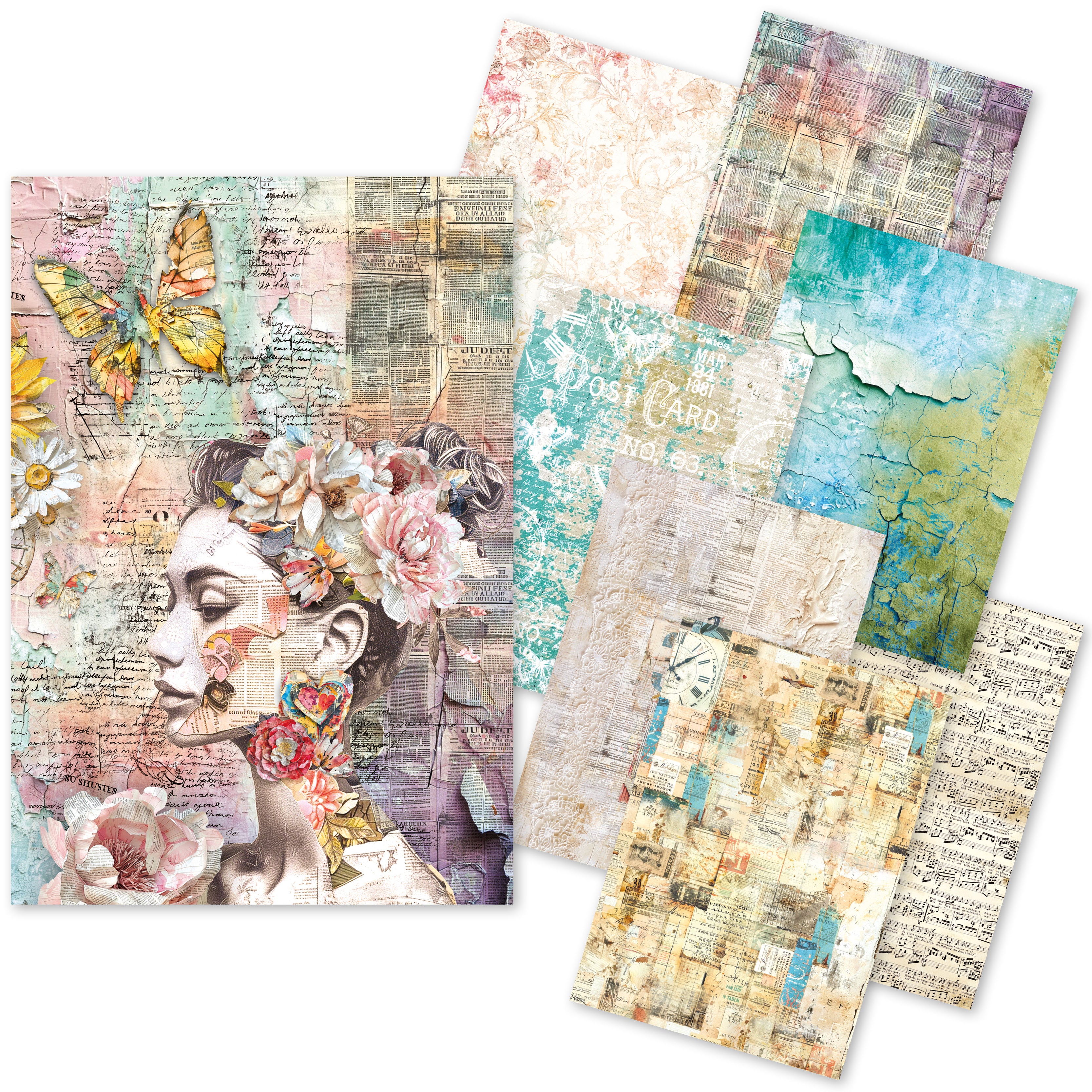 Ciao Bella LuMania CraftMix The SOUND of SPRING Mixed Media A5 Paper Pack - 8 Sheets Tissue & Vellum #MC009