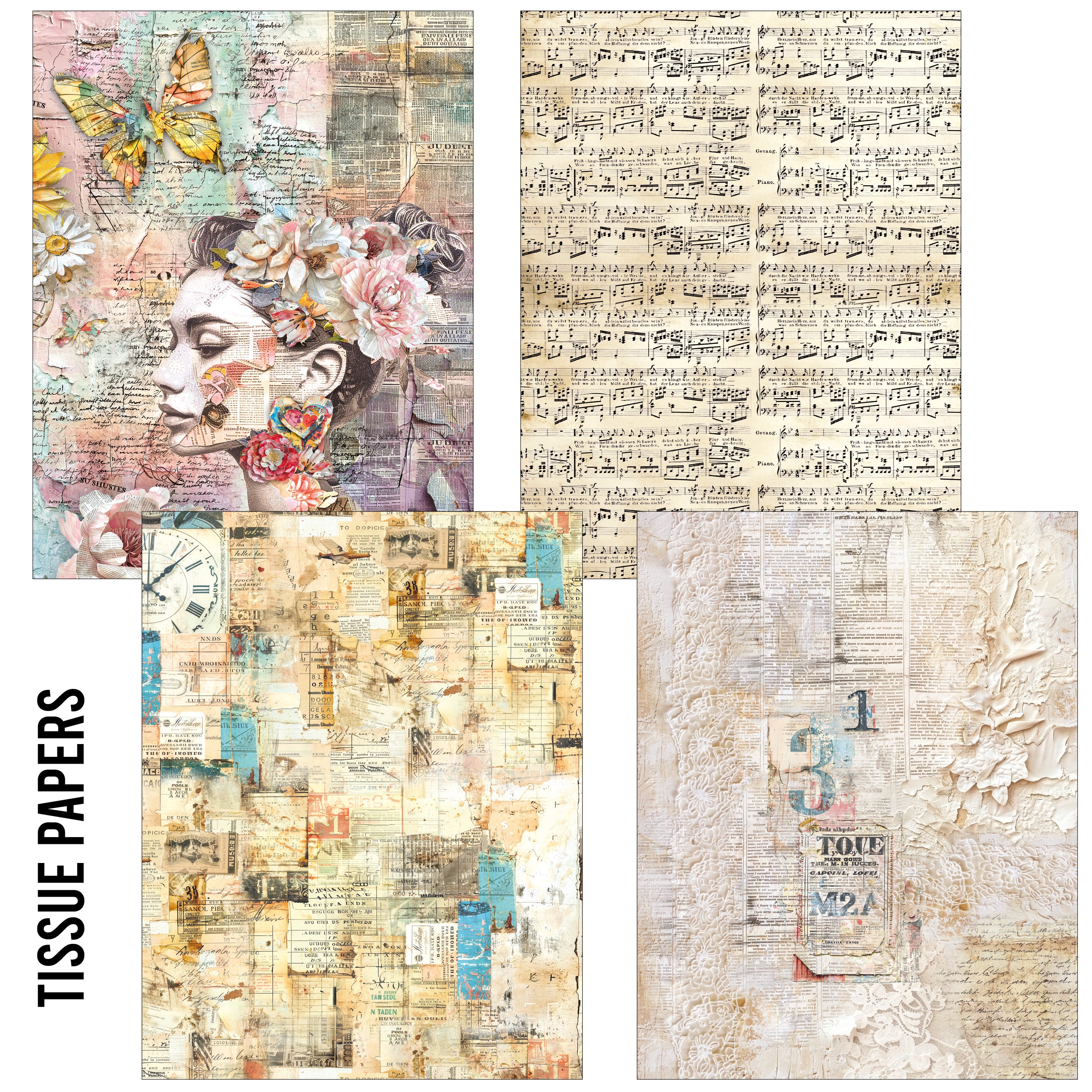 Ciao Bella LuMania CraftMix The SOUND of SPRING Mixed Media A5 Paper Pack - 8 Sheets Tissue & Vellum #MC009
