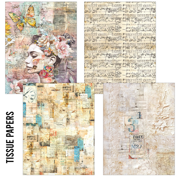 Ciao Bella LuMania CraftMix The SOUND of SPRING Mixed Media A5 Paper Pack - 8 Sheets Tissue & Vellum #MC009