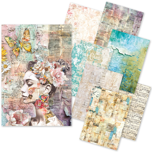 Ciao Bella LuMania CraftMix The SOUND of SPRING Mixed Media A5 Paper Pack - 8 Sheets Tissue & Vellum #MC009