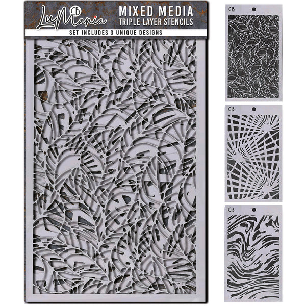 Ciao Bella Lu Mania TRIPLE LAYER STENCILS - SET 2 - 3 pcs 5" x 8"  #MD002