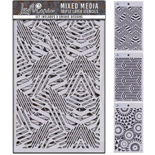 Ciao Bella Lu Mania TRIPLE LAYER STENCILS - SET 3 - 3 pcs 5" x 8"  #MD003