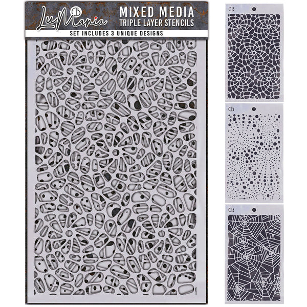 Ciao Bella Lu Mania TRIPLE LAYER STENCILS - SET 4 - 3 pcs 5" x 8"  #MD004