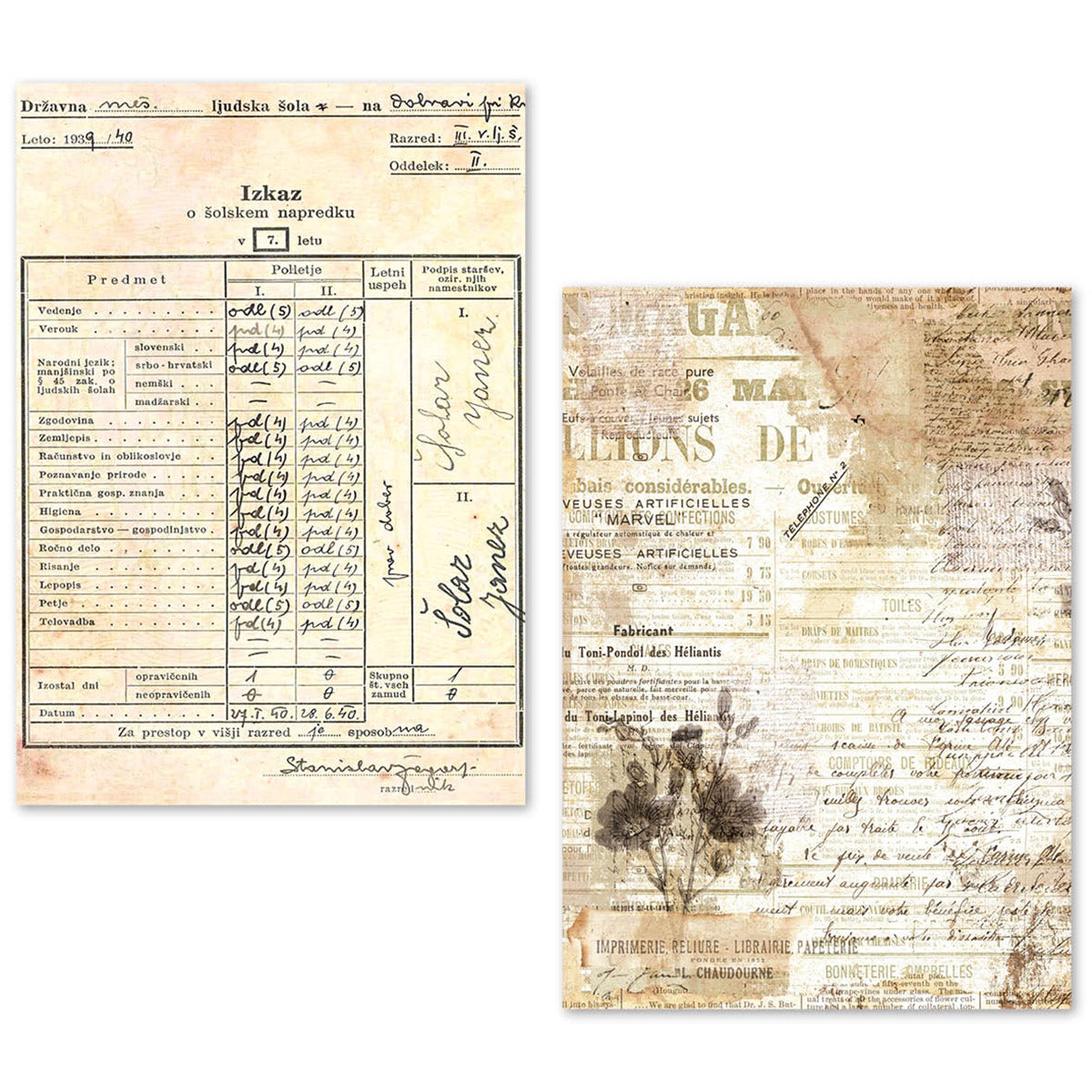 Ciao Bella LuMania VINTAGE MANUSCRIPT A5 Tissue Paper Set - 24 Sheets #ME001