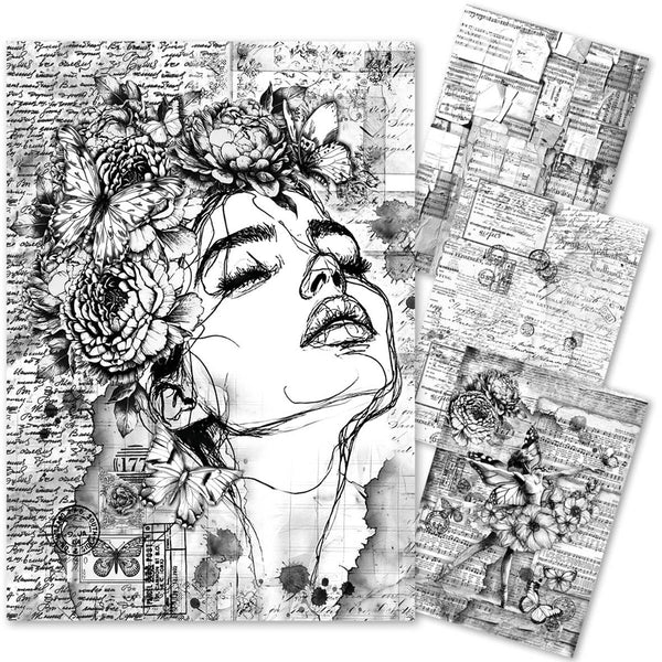 Ciao Bella LuMania MEANINGFUL MEMORIES A4 Mixed Media Decoupage Rice Paper - 4 Sheets #MF005