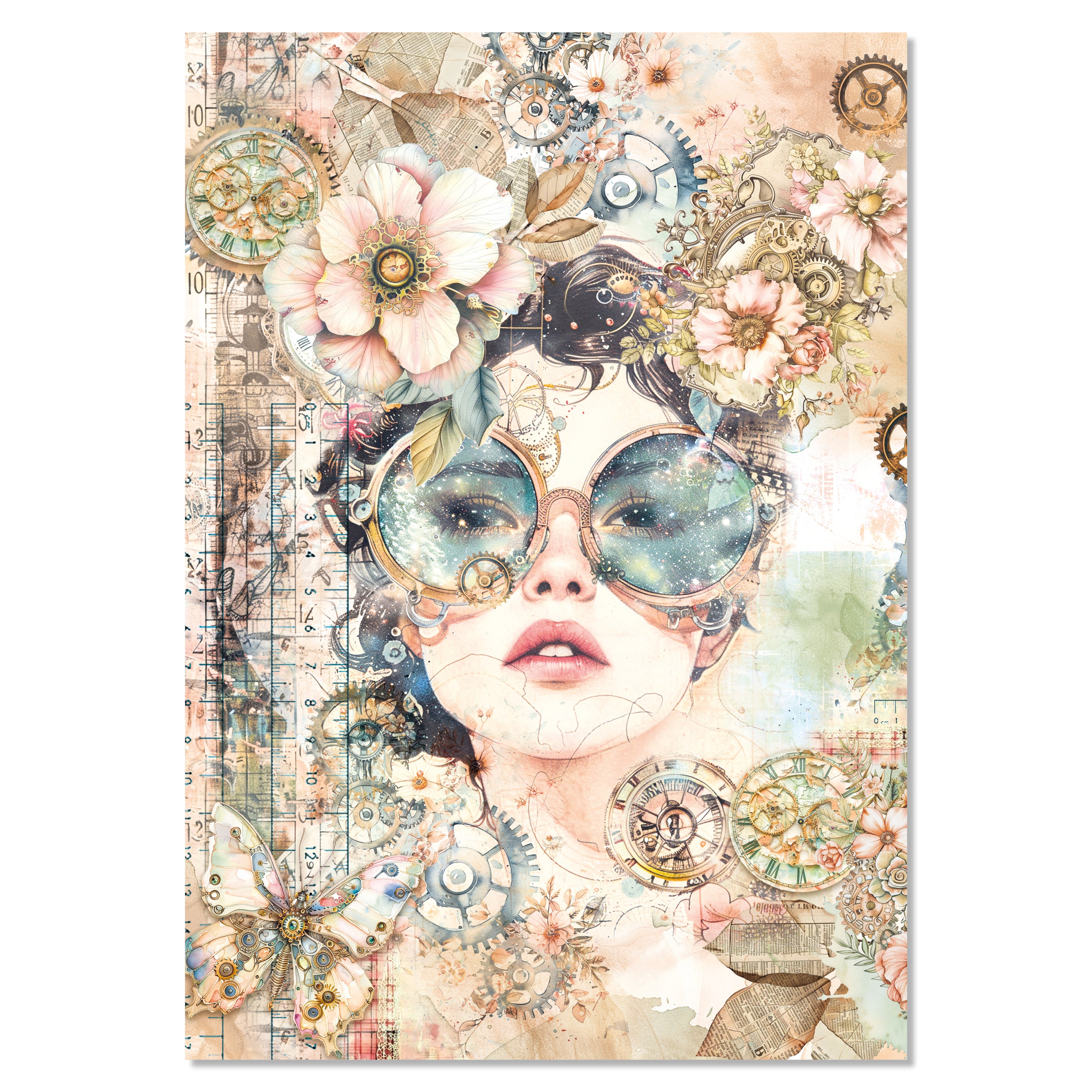 Ciao Bella LuMania LOST IN TIME A4 Mixed Media Decoupage Rice Paper - 4 Sheets #MF007