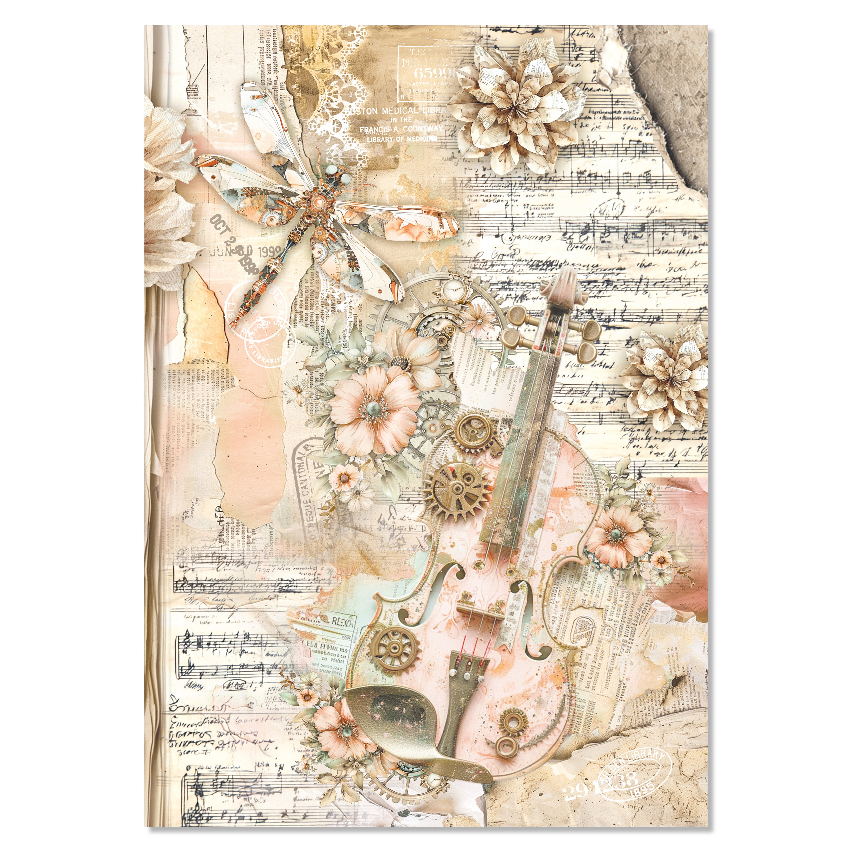 Ciao Bella LuMania LOST IN TIME A4 Mixed Media Decoupage Rice Paper - 4 Sheets #MF007