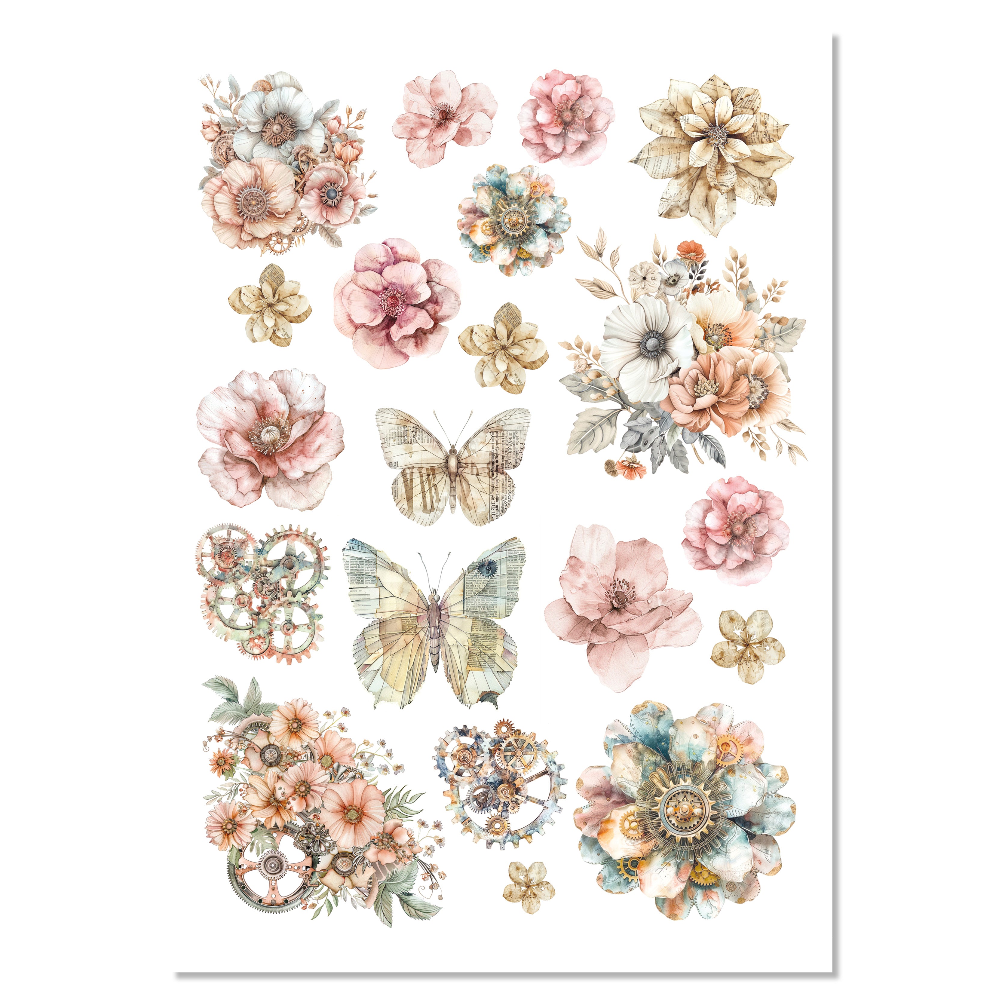 Ciao Bella LuMania LOST IN TIME A4 Mixed Media Decoupage Rice Paper - 4 Sheets #MF007