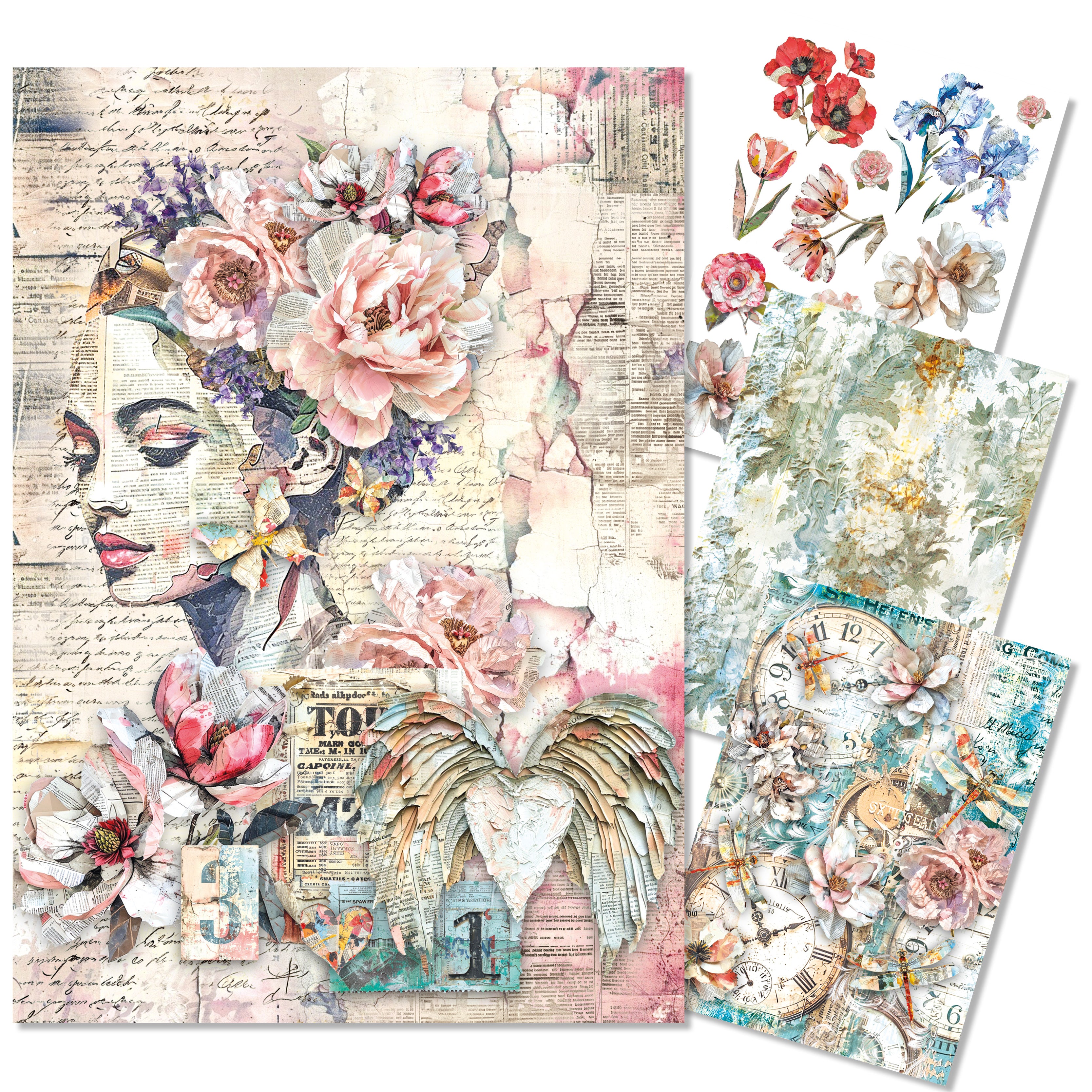 Ciao Bella LuMania The SOUND of SPRING A4 Mixed Media Decoupage Rice Paper - 4 Sheets #MF009