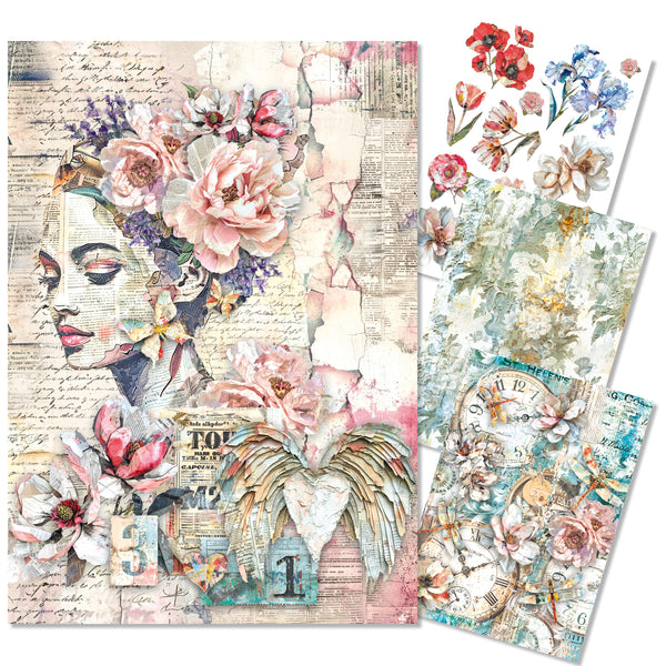 Ciao Bella LuMania The SOUND of SPRING A4 Mixed Media Decoupage Rice Paper - 4 Sheets #MF009
