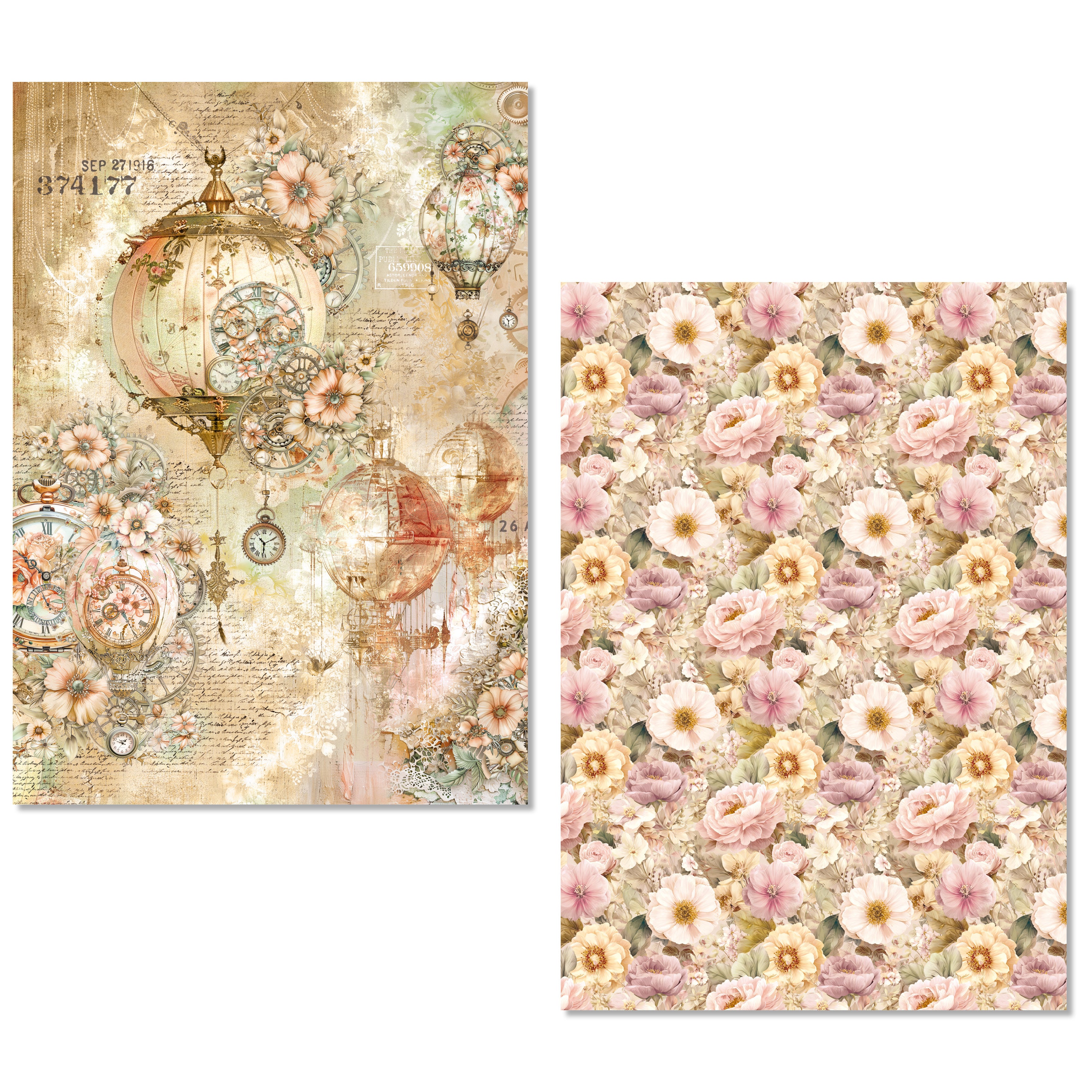 Ciao Bella LuMania CraftMix LOST IN TIME Mixed Media A5 Rice Paper Set - 8 Sheets #MFS007
