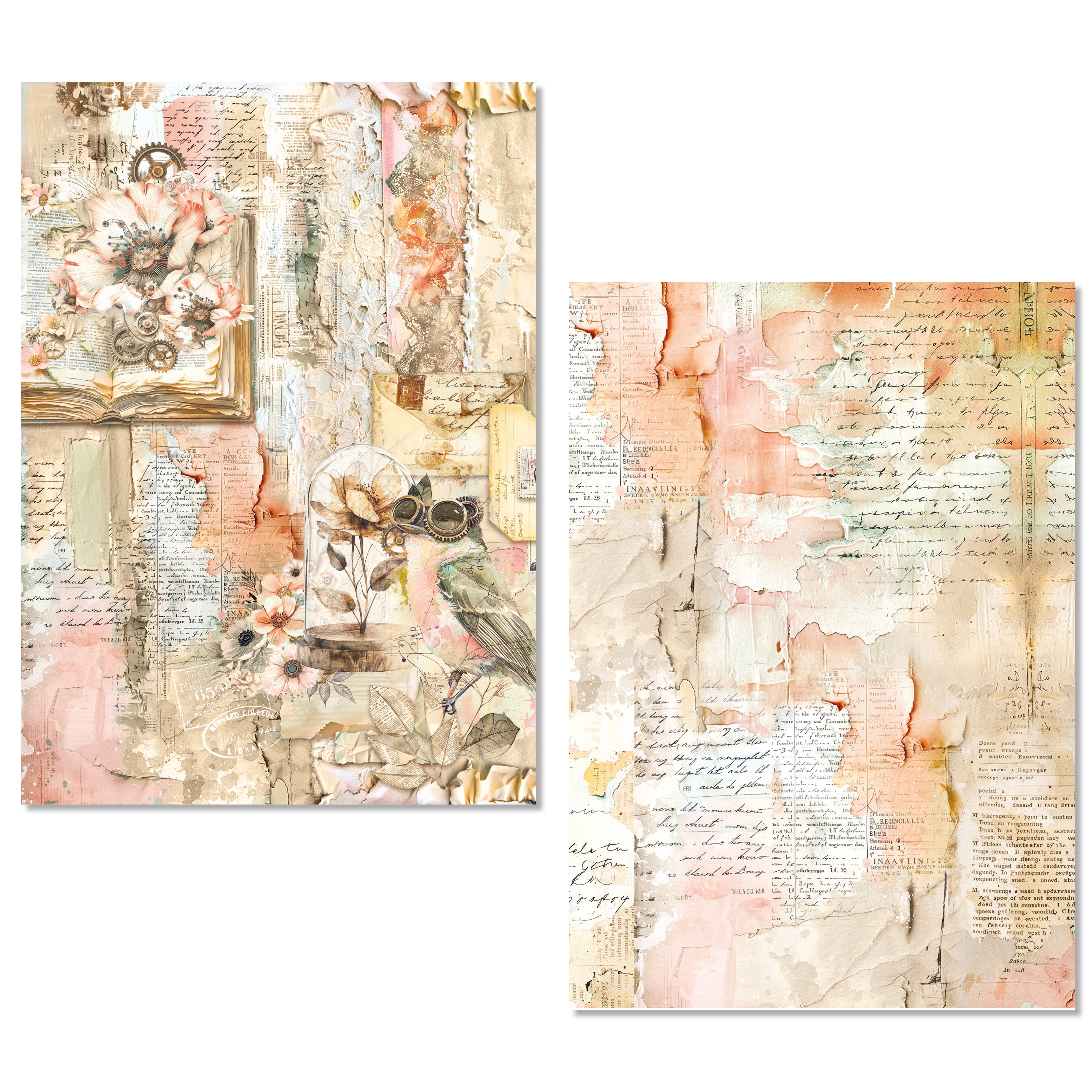 Ciao Bella LuMania CraftMix LOST IN TIME Mixed Media A5 Rice Paper Set - 8 Sheets #MFS007