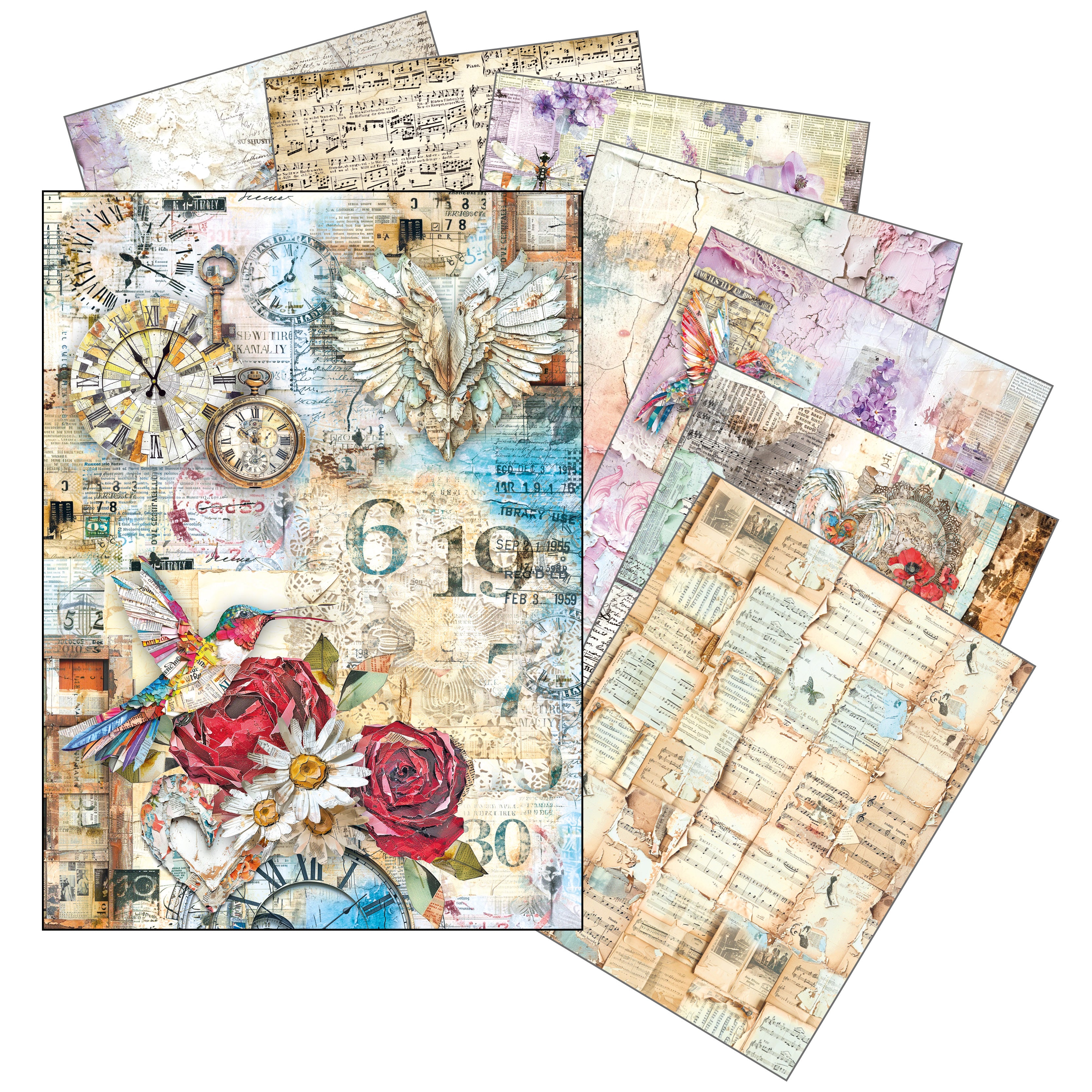 Ciao Bella LuMania CraftMix The SOUND of SPRING Mixed Media A5 Rice Paper Set - 8 Sheets #MFS009