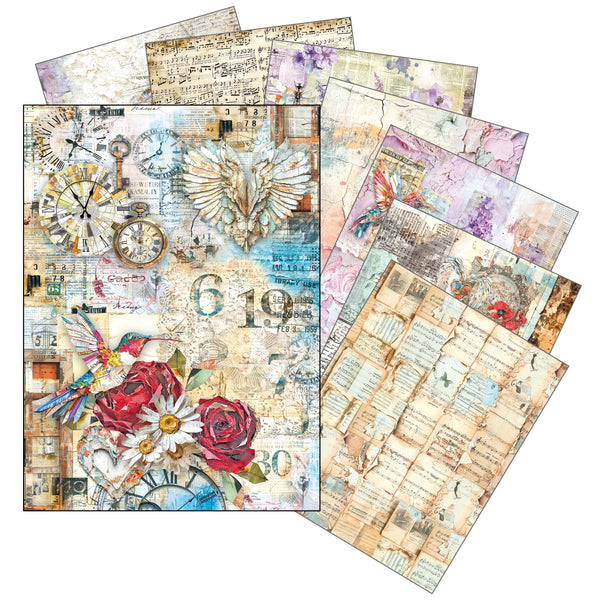 Ciao Bella LuMania CraftMix The SOUND of SPRING Mixed Media A5 Rice Paper Set - 8 Sheets #MFS009
