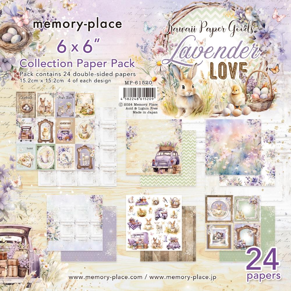 Kawaii Paper Goods LAVENDER LOVE 6x6 Paper 24 Sheets #MB-61520