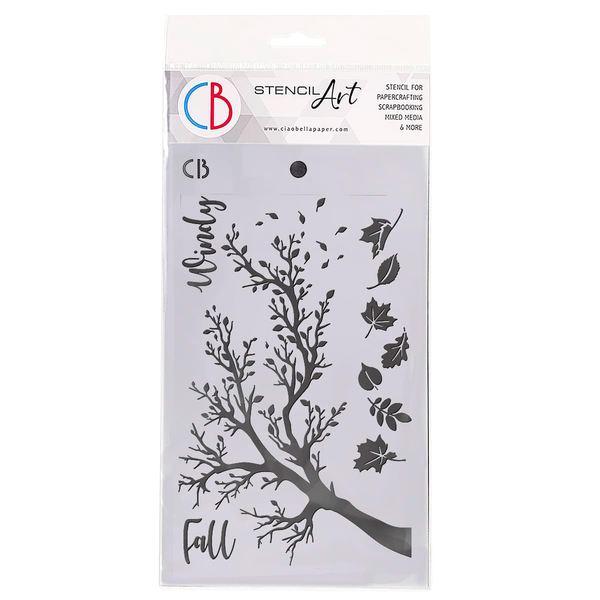 Ciao Bella FOREST TALES - WINDY FALL Texture Stencil 5" x 8"  #MS058