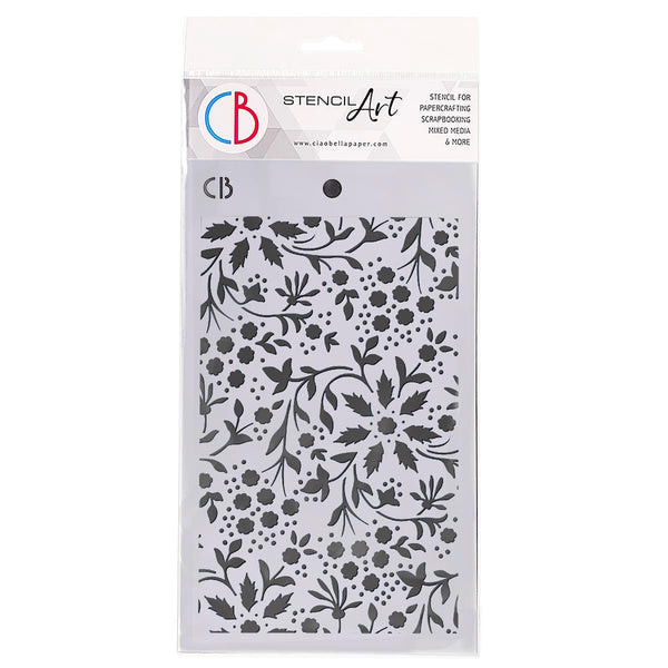 Ciao Bella WINTER FLOWERS Texture Stencil 5" x 8"  #MS059