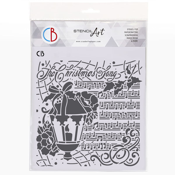 Ciao Bella CHRISTMAS SONGS Texture Stencil 8" x 8" #MS8-028