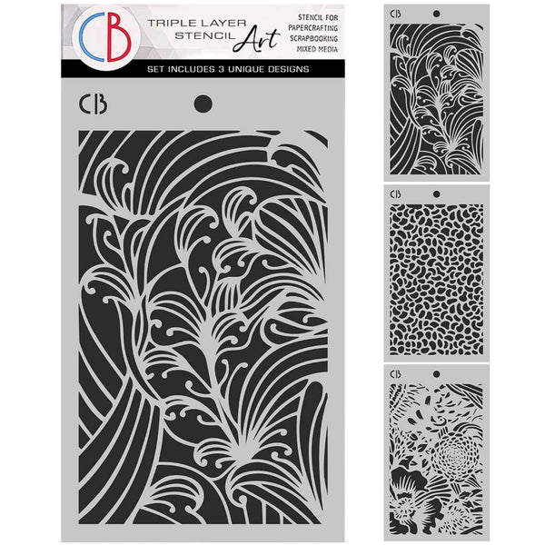 Ciao Bella BOOK LOVERS - TRIPLE LAYER STENCILS - SET 4 - 3 pcs 5" x 8"  #MSX004