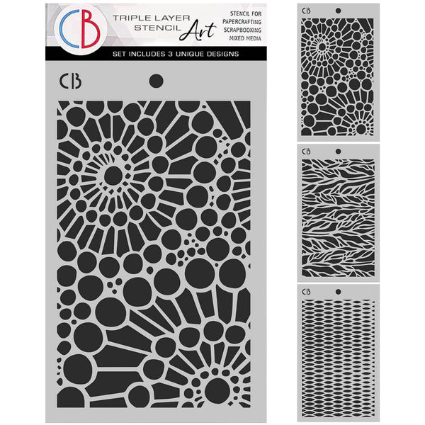 Ciao Bella AN ARTIST JOURNEY - TRIPLE LAYER STENCILS - SET 4 - 3 pcs 5" x 8"  #MSX005