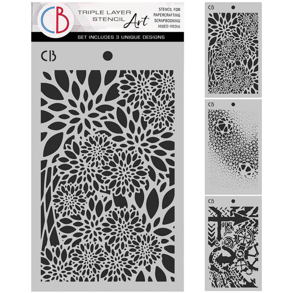 Ciao Bella POLAR RAILWAY - TRIPLE LAYER STENCILS - SET 4 - 3 pcs 5" x 8"  #MSX007